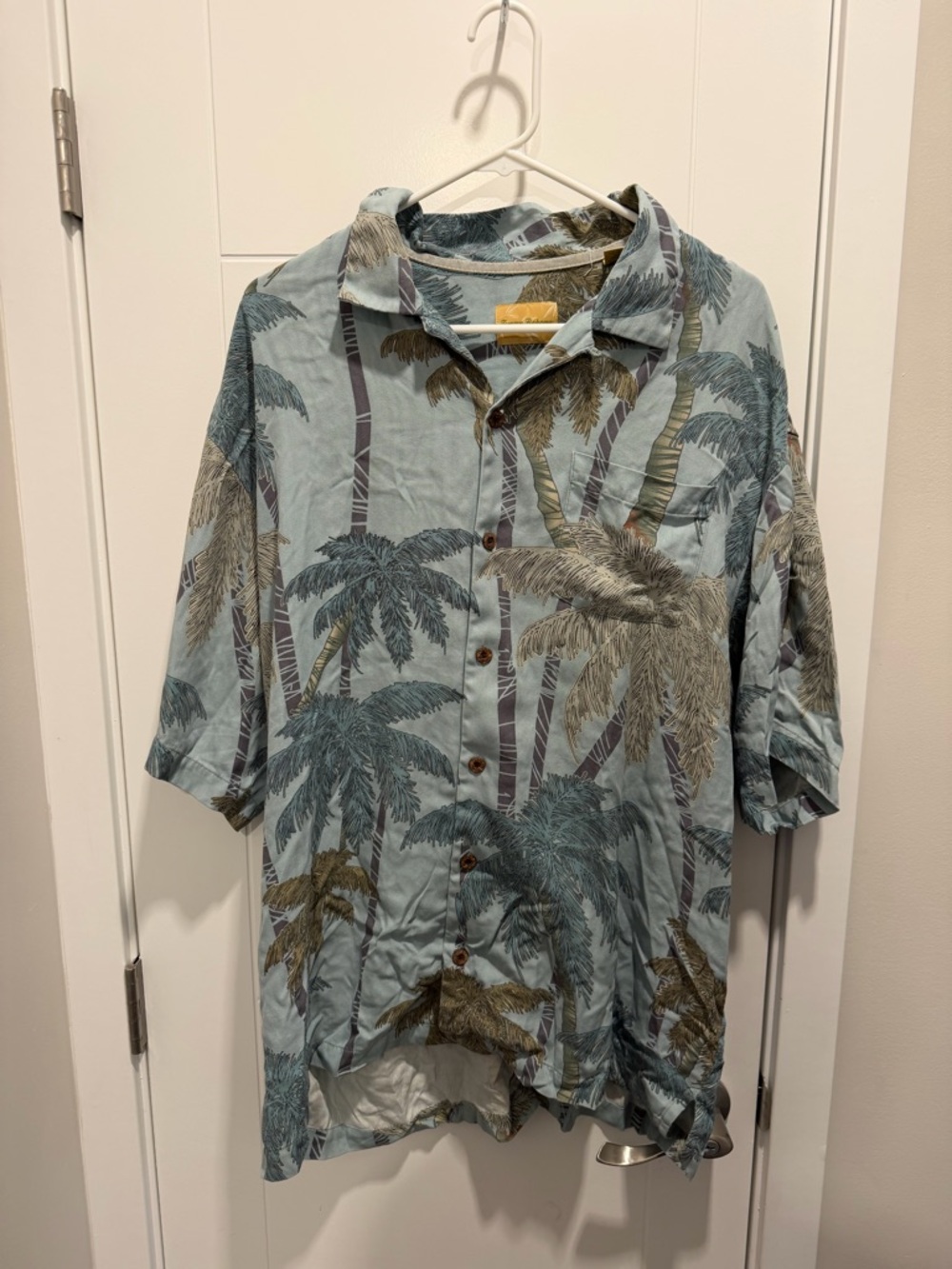 Tommy Bahama Seafoam Palm-Print Short Sleeve Button-Down